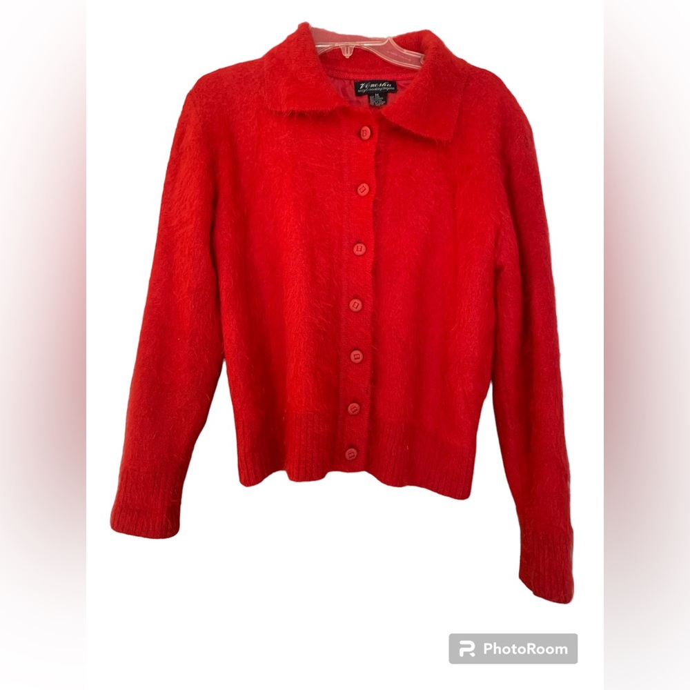 Vintage Venesha Angora Cardigan Sweater medium